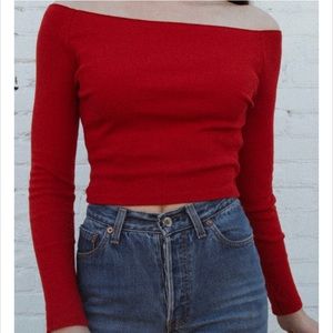 Brandy Melville Red Ribbed Top